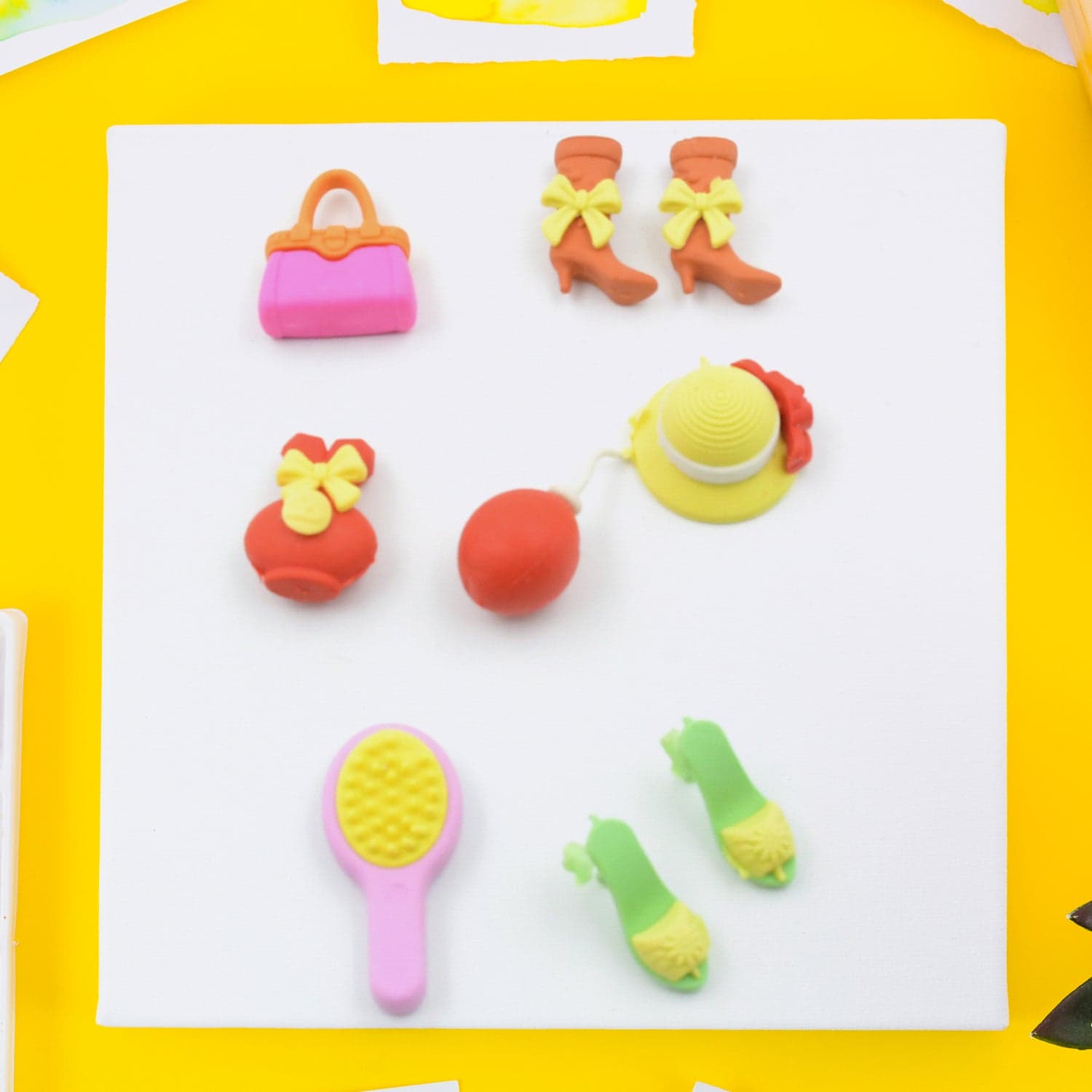Fancy & Stylish Mini Erasers for Kids (9 Pc Set) - Fun Designs, Party Favors thumbnail 6