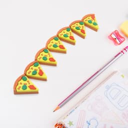 3D Pizza Slices Eraser Set of Fancy & Colorful Stationery for Kids & Gifts (7 slice)