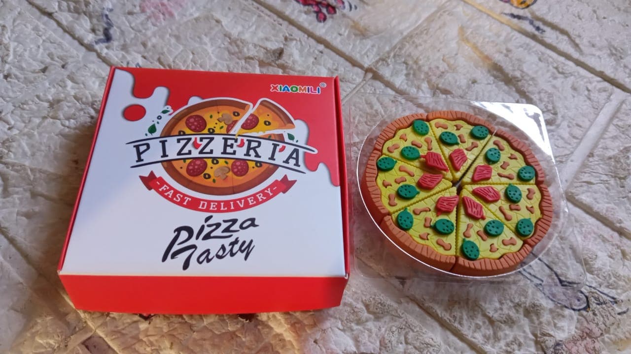 3D Pizza Slices Eraser Set of Fancy & Colorful Stationery for Kids & Gifts (7 slice) thumbnail 6