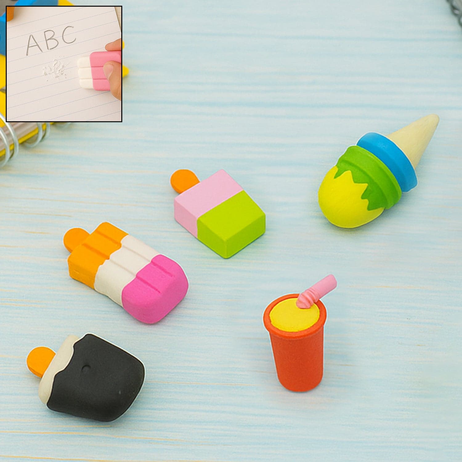 Mini Eraser Set for Kids (5 Pieces) - Fun Designs, Party Favors, School Prizes thumbnail 1