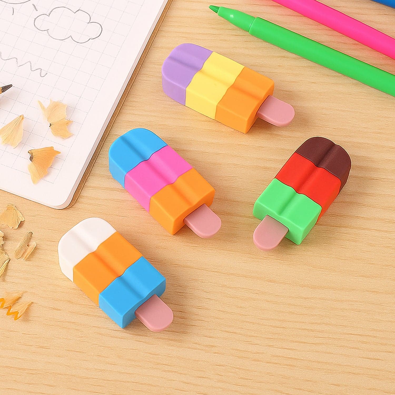 Ice Cream Shape Eraser For Girls & Boys 3D Eraser For School B'Day Return Gift Ice Cream Theme Shape Erasers Pencils Set For Kids Educational Stationary Kit thumbnail 1