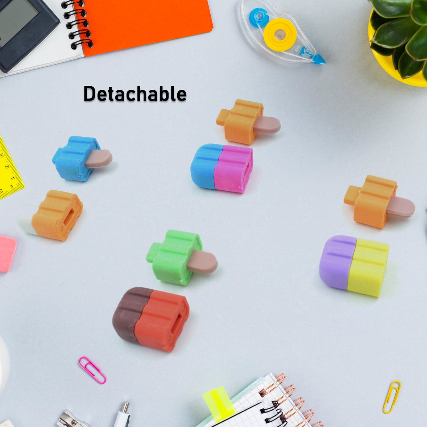 Ice Cream Shape Eraser For Girls & Boys 3D Eraser For School B'Day Return Gift Ice Cream Theme Shape Erasers Pencils Set For Kids Educational Stationary Kit thumbnail 6