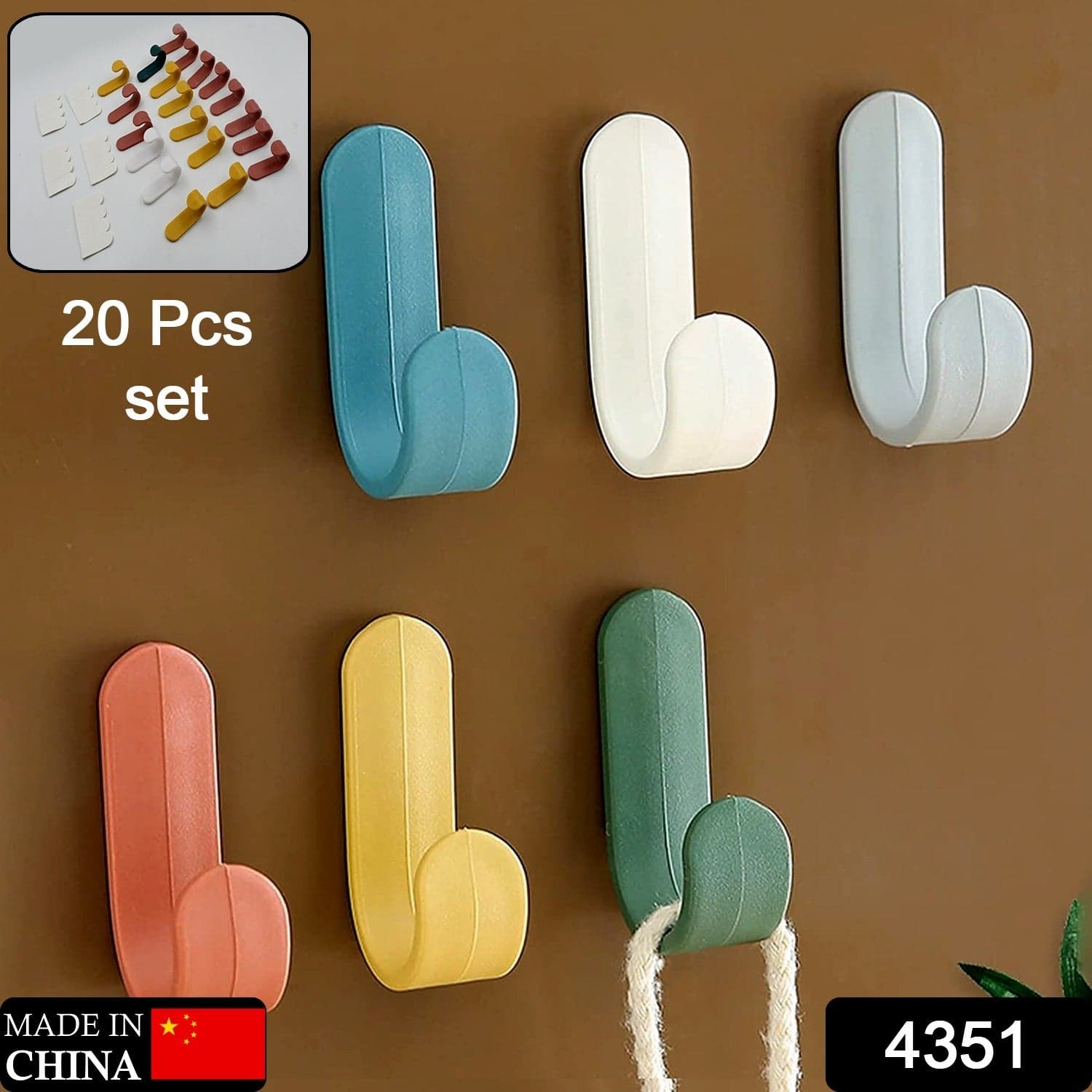 Self Adhesive Wall Hooks Waterproof Adhesive Sticky Round Hooks | Hanging Capacity 1 KG Max | Multipurpose Home Storage (20 Pcs Set) thumbnail 2
