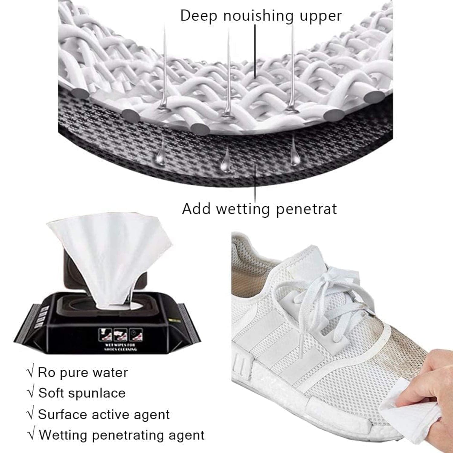 Shoe Cleaning Wet Wipes (80 Pack) - Travel Friendly! thumbnail 4