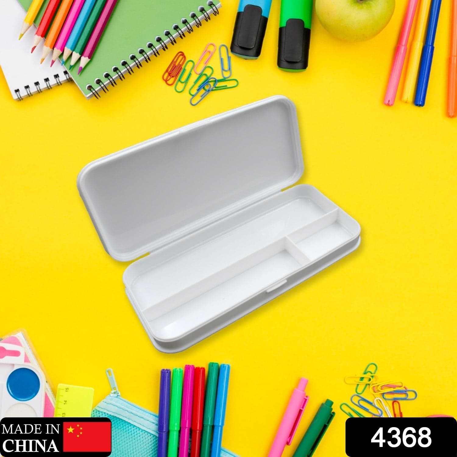 Multipurpose White Compass Pencil Box | 3-Compartment School Case | Ideal Birthday Gift for Kids thumbnail 2