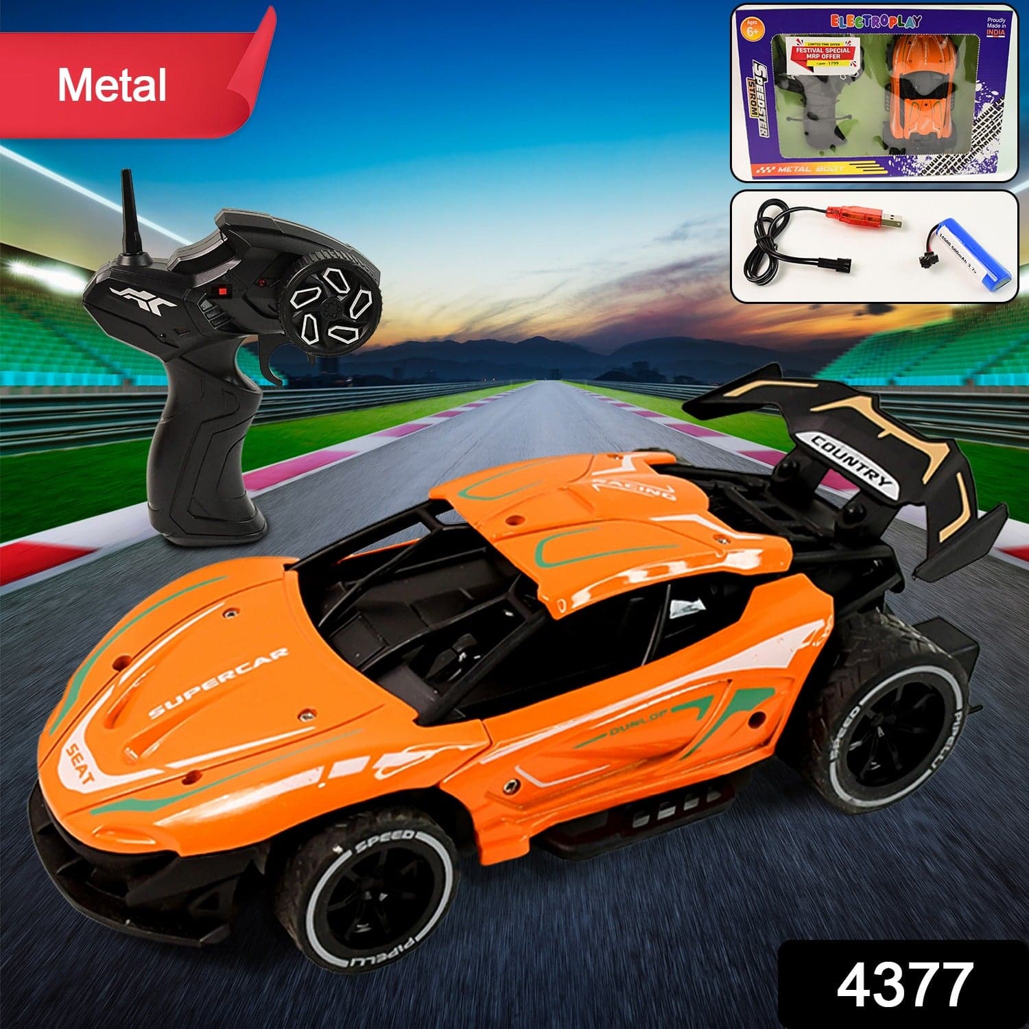 Electroplay Metal Body High-Speed RC Supercar with Remote Control Racing Car thumbnail 2