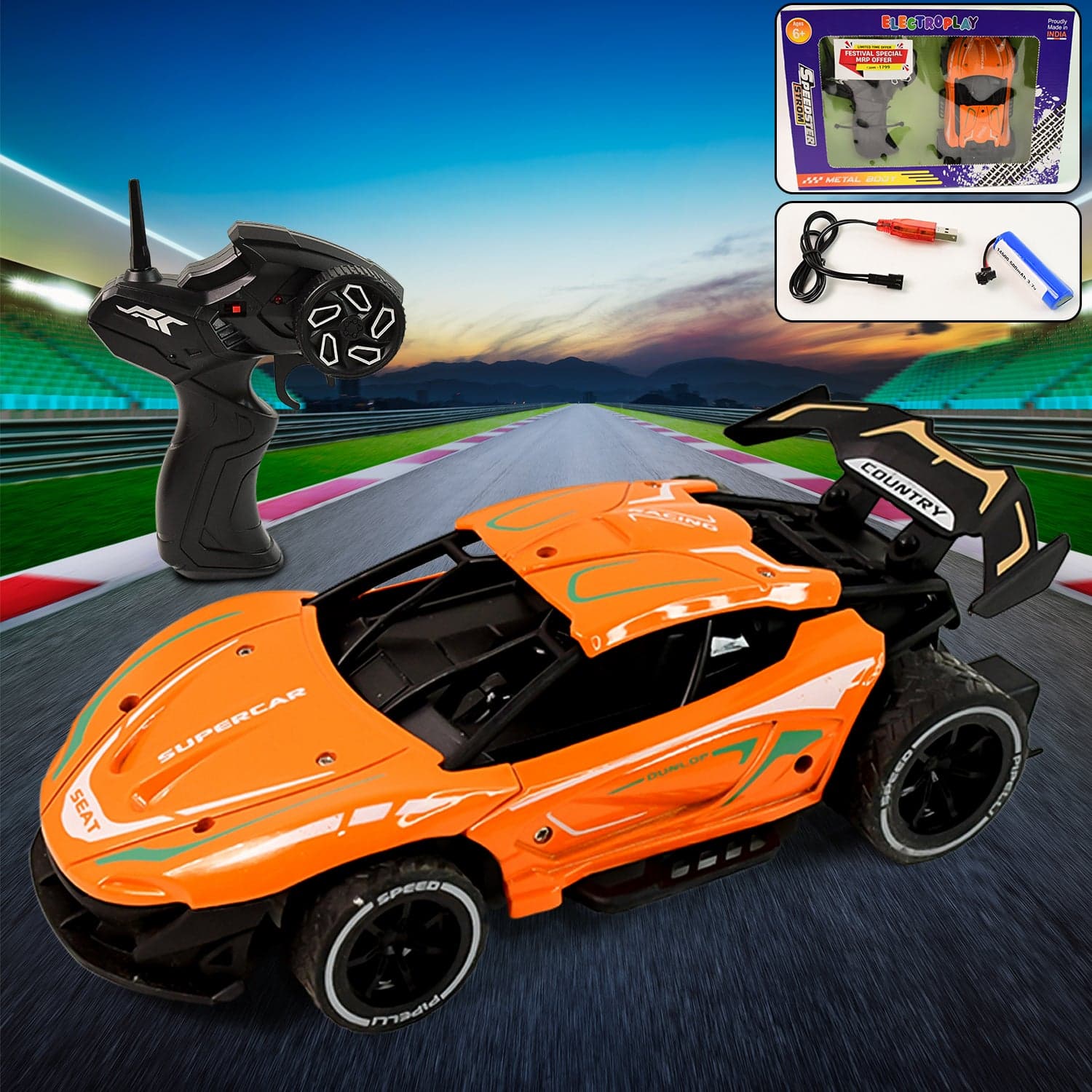 Electroplay Metal Body High-Speed RC Supercar with Remote Control Racing Car thumbnail 4