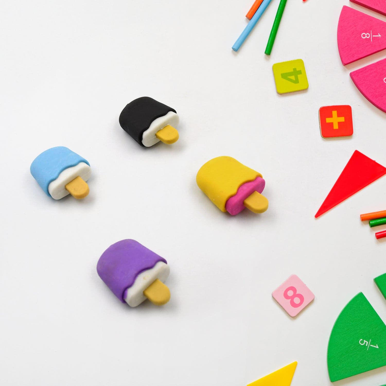 Cone, Donut & Lollipop Eraser Set for Kids' School Gifts (1 Set 4 Pc, Themed) thumbnail 1