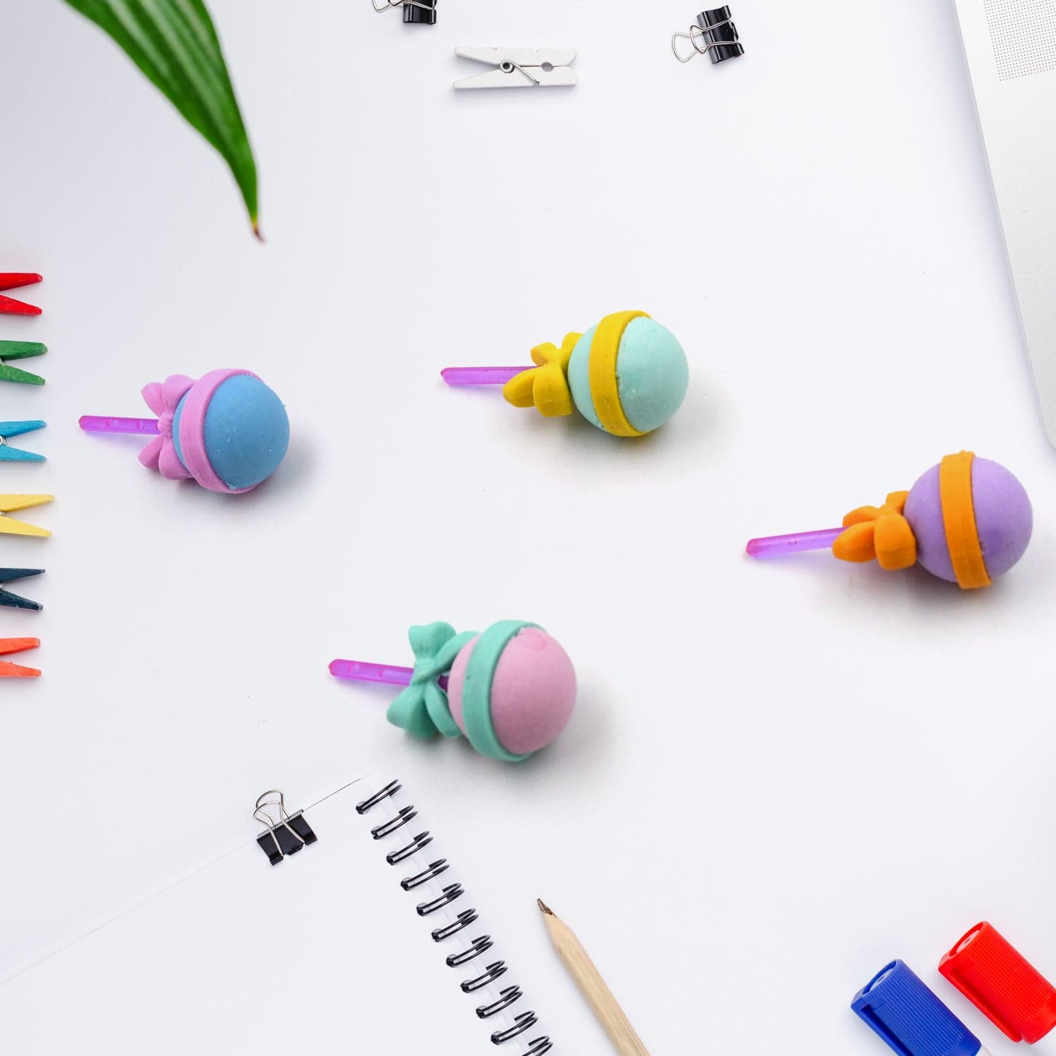 Lolipop Eraser For Girls & Boys / Eraser For School B'Day Return Gift Party Doughnut Lollipop Ice Cream Theme Shape Erasers Set For Kids Educational Stationary Kit thumbnail 4