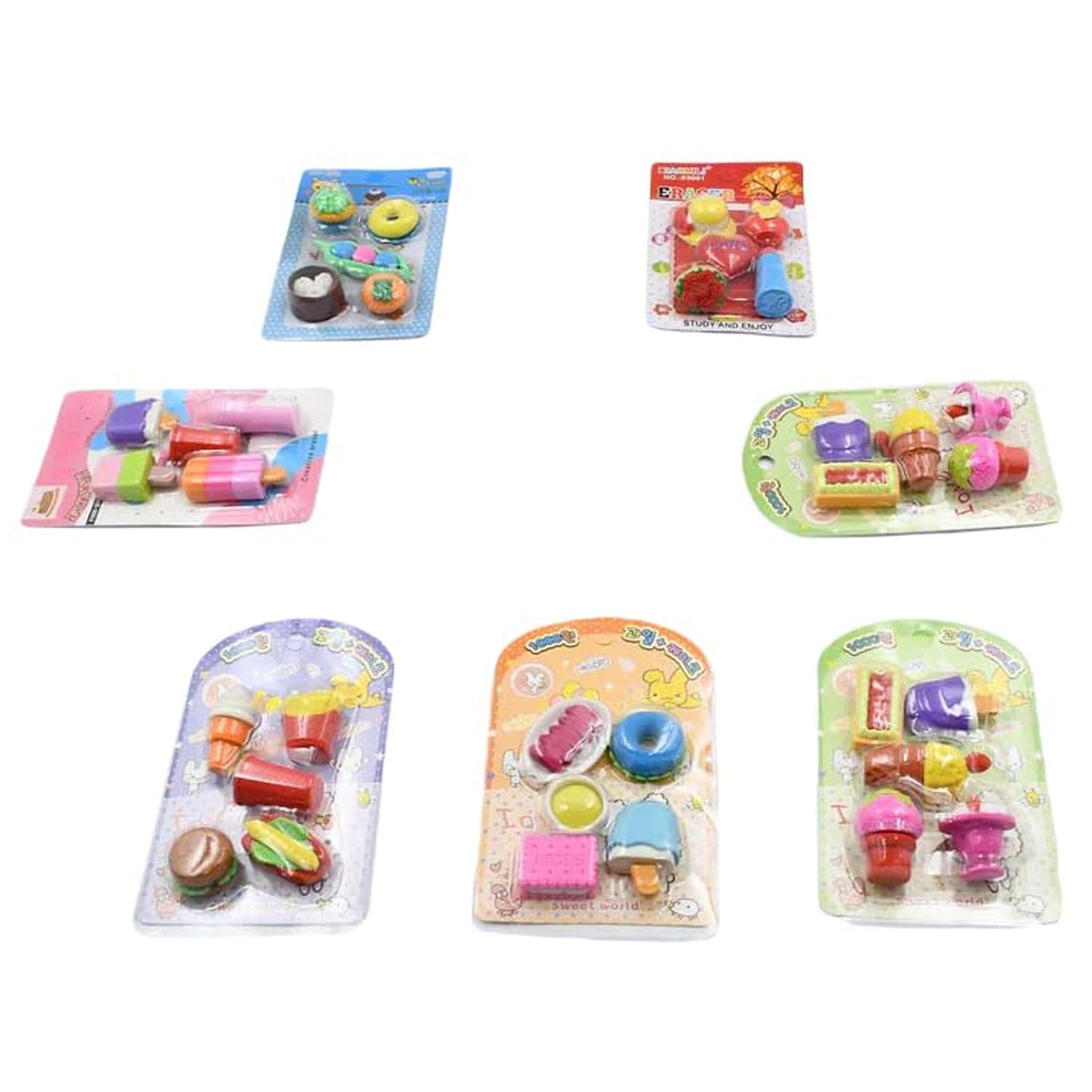 Mix Design Fancy Erasers Set Of Colorful & Stylish Erasers For Kids thumbnail 1