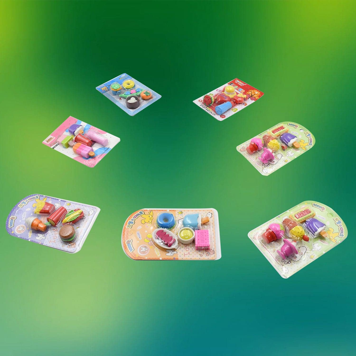 Mix Design Fancy Erasers Set Of Colorful & Stylish Erasers For Kids thumbnail 3