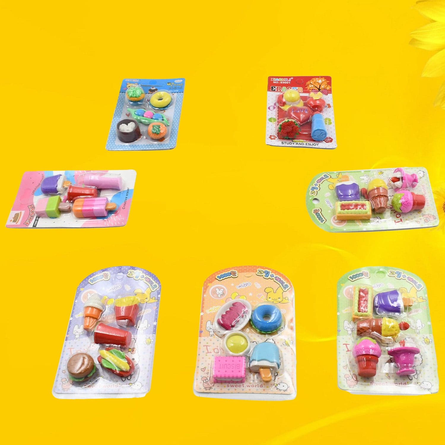 Mix Design Fancy Erasers Set Of Colorful & Stylish Erasers For Kids thumbnail 7