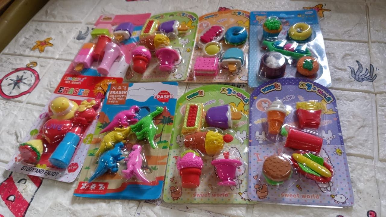 Mix Design Fancy Erasers Set Of Colorful & Stylish Erasers For Kids thumbnail 8