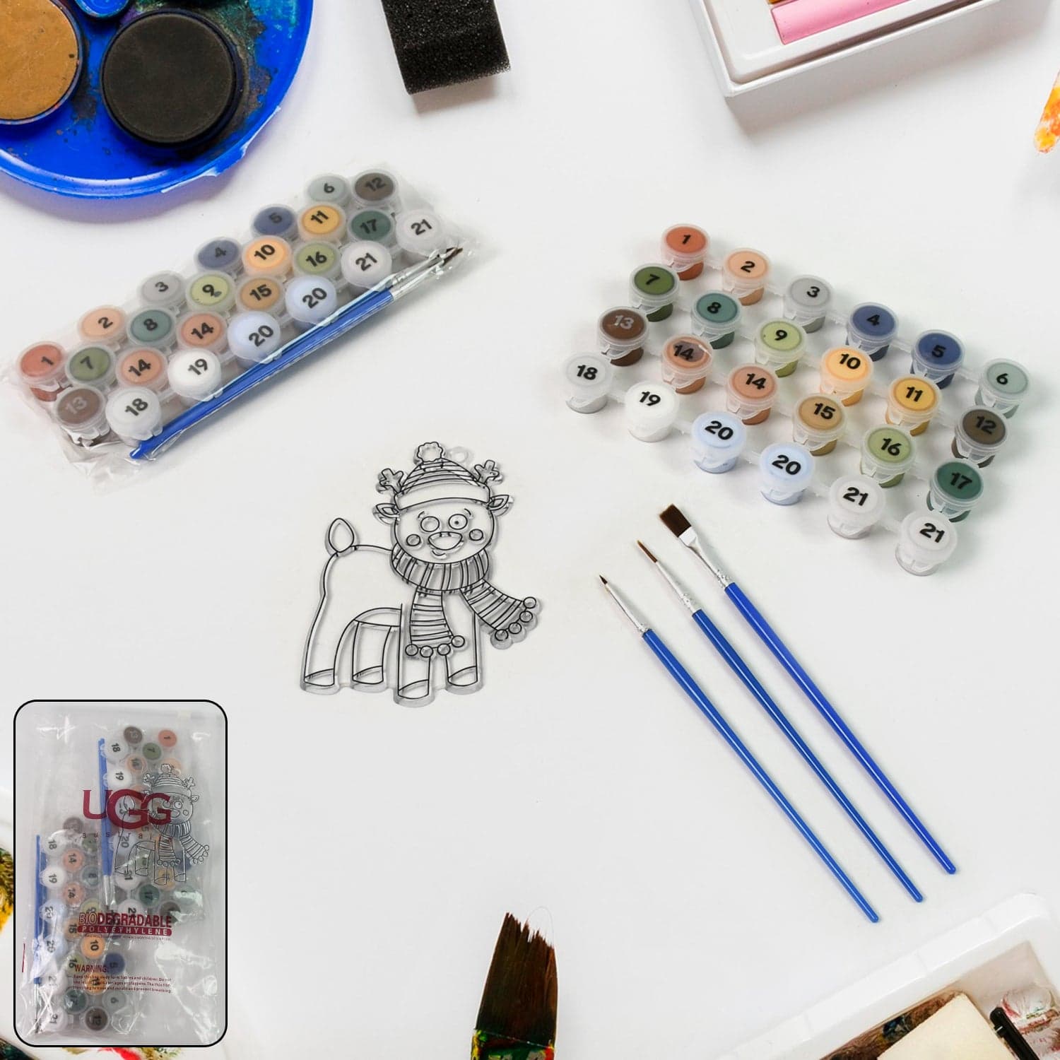 Paint by Number Kits 2 Set 21 Number Color, 6 paint brushes (2 Set) thumbnail 1