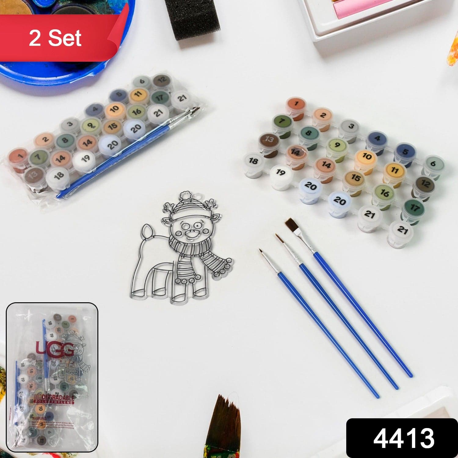 Paint by Number Kits 2 Set 21 Number Color, 6 paint brushes (2 Set) thumbnail 2