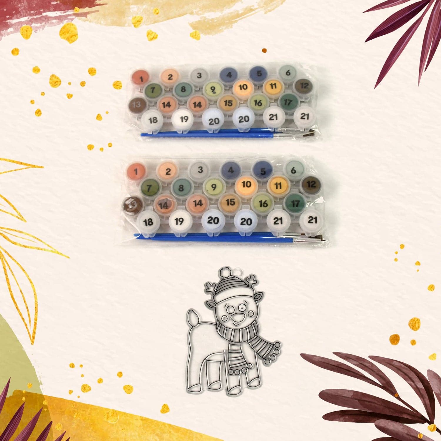 Paint by Number Kits 2 Set 21 Number Color, 6 paint brushes (2 Set) thumbnail 4
