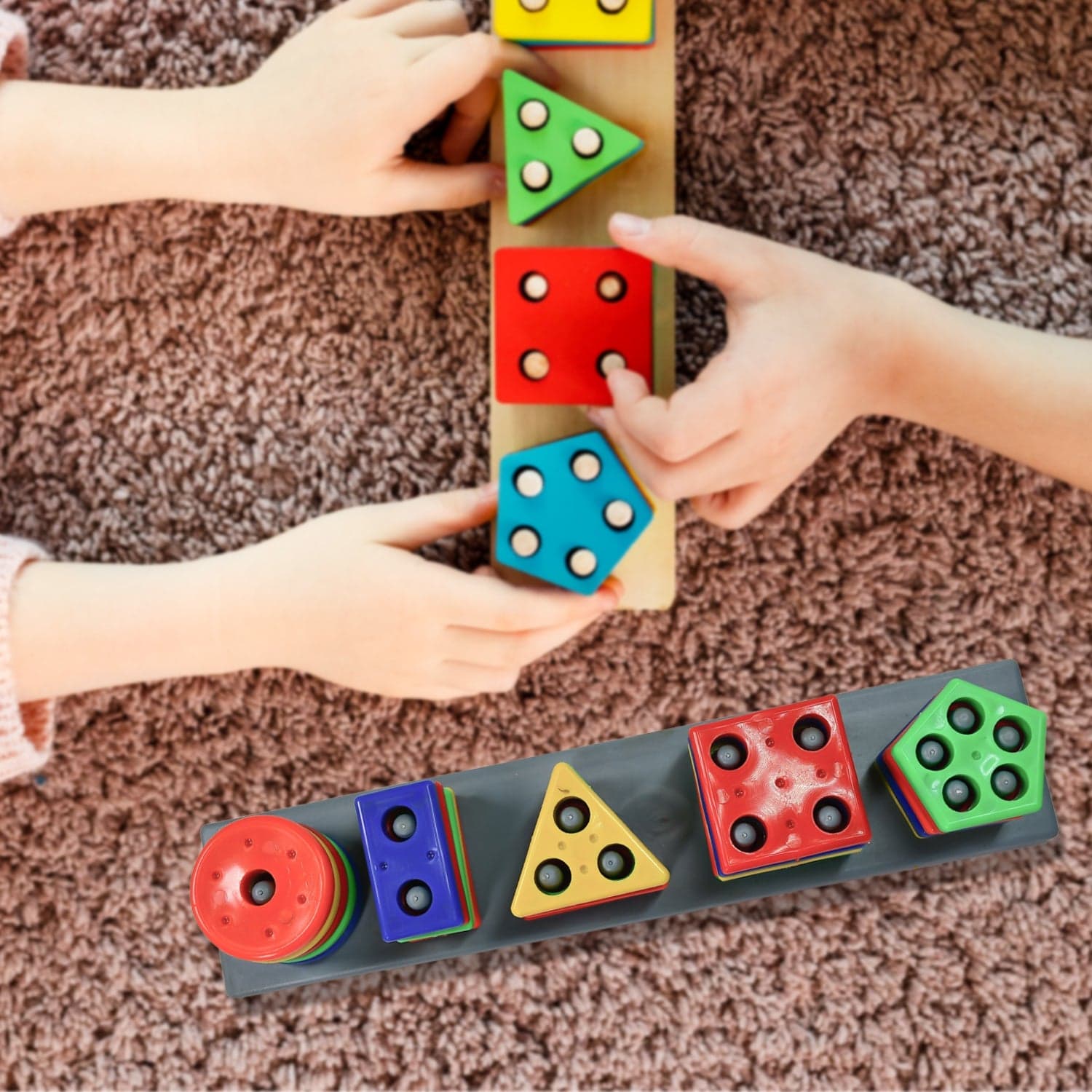 Geometric Brick with box- 5 Angle Matching Column Blocks for Kids - Preschool Educational Learning Toys. thumbnail 3