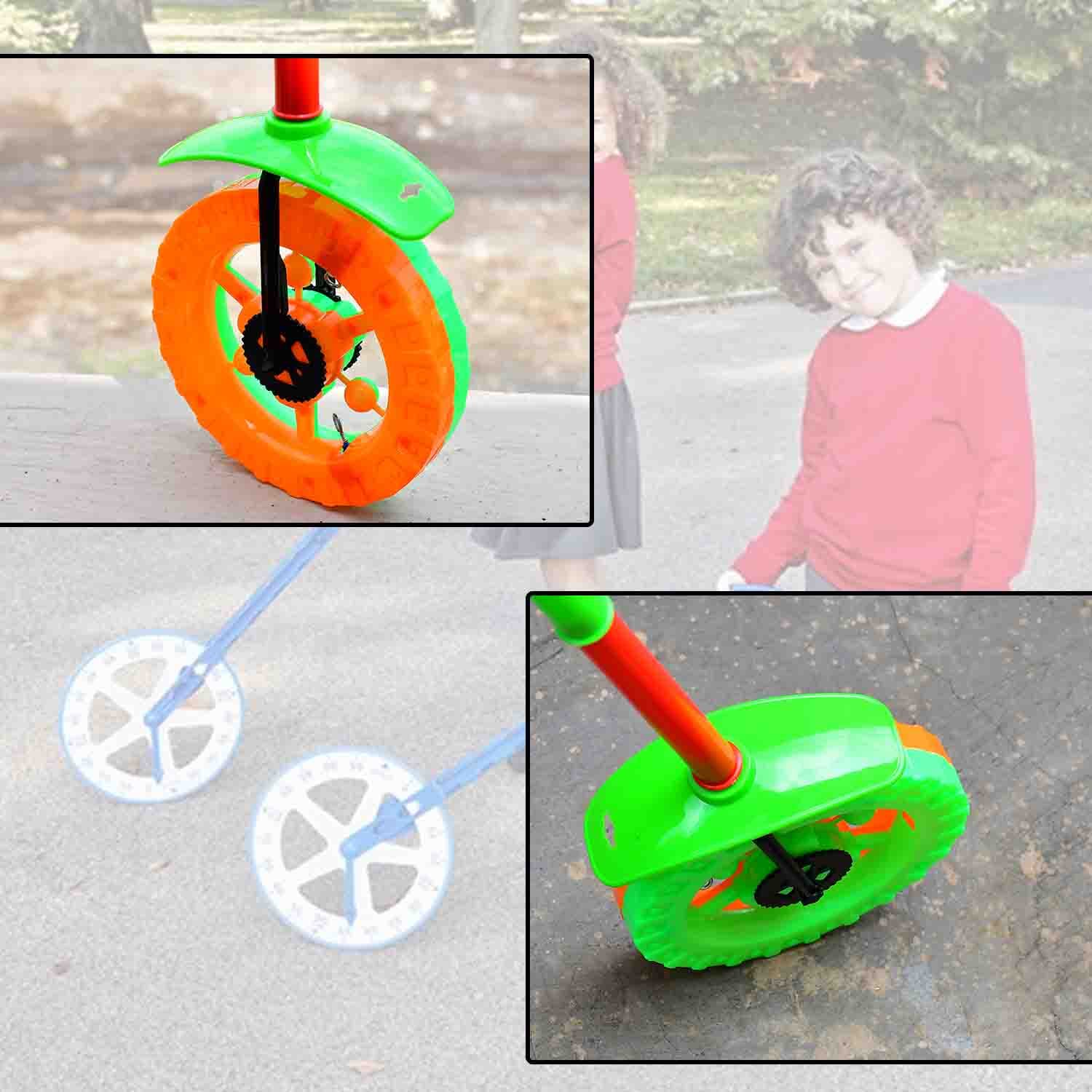 Plastic Single Wheel Push Run toy with handle and two lights on wheel. push toy for Kids. thumbnail 3