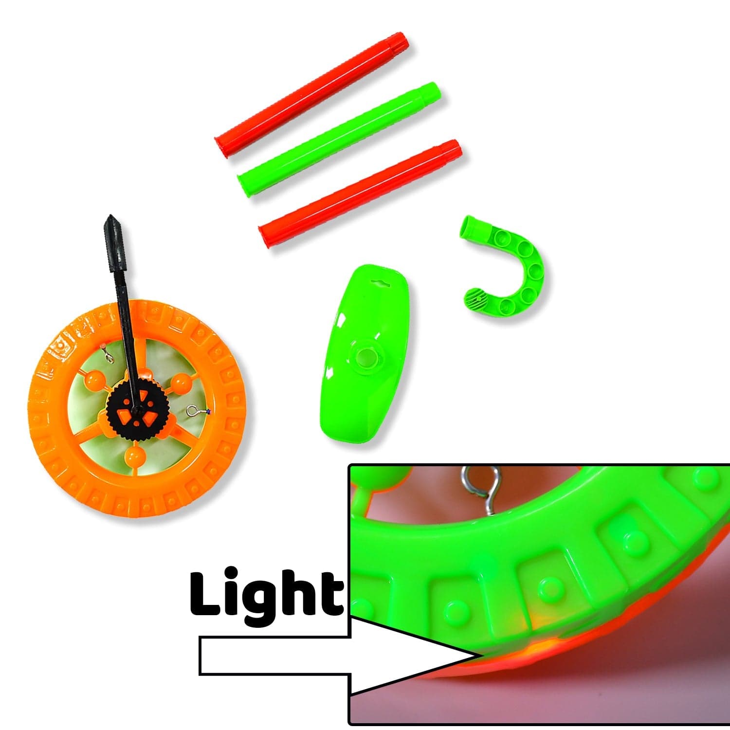 Plastic Single Wheel Push Run toy with handle and two lights on wheel. push toy for Kids. thumbnail 6