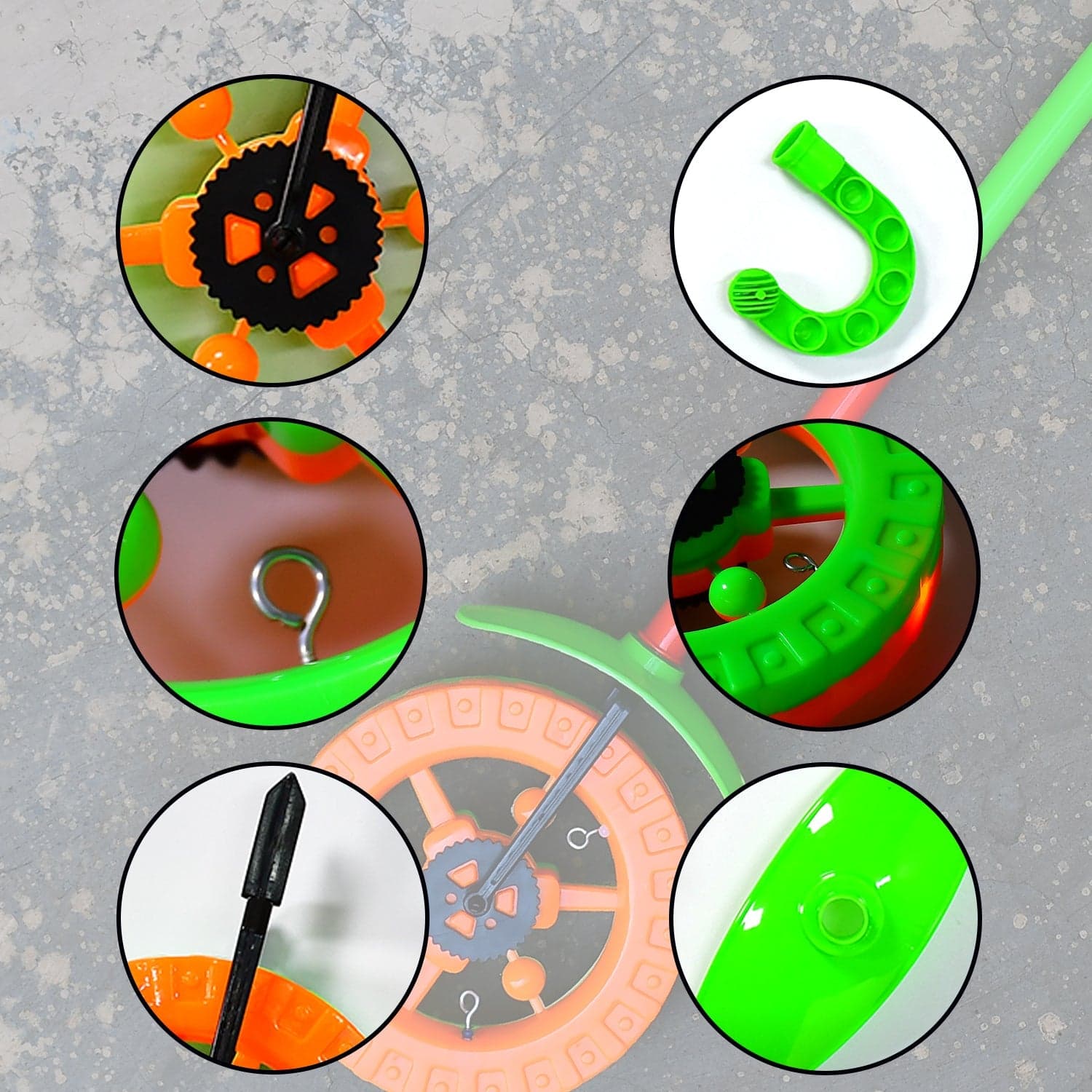 Plastic Single Wheel Push Run toy with handle and two lights on wheel. push toy for Kids. thumbnail 7