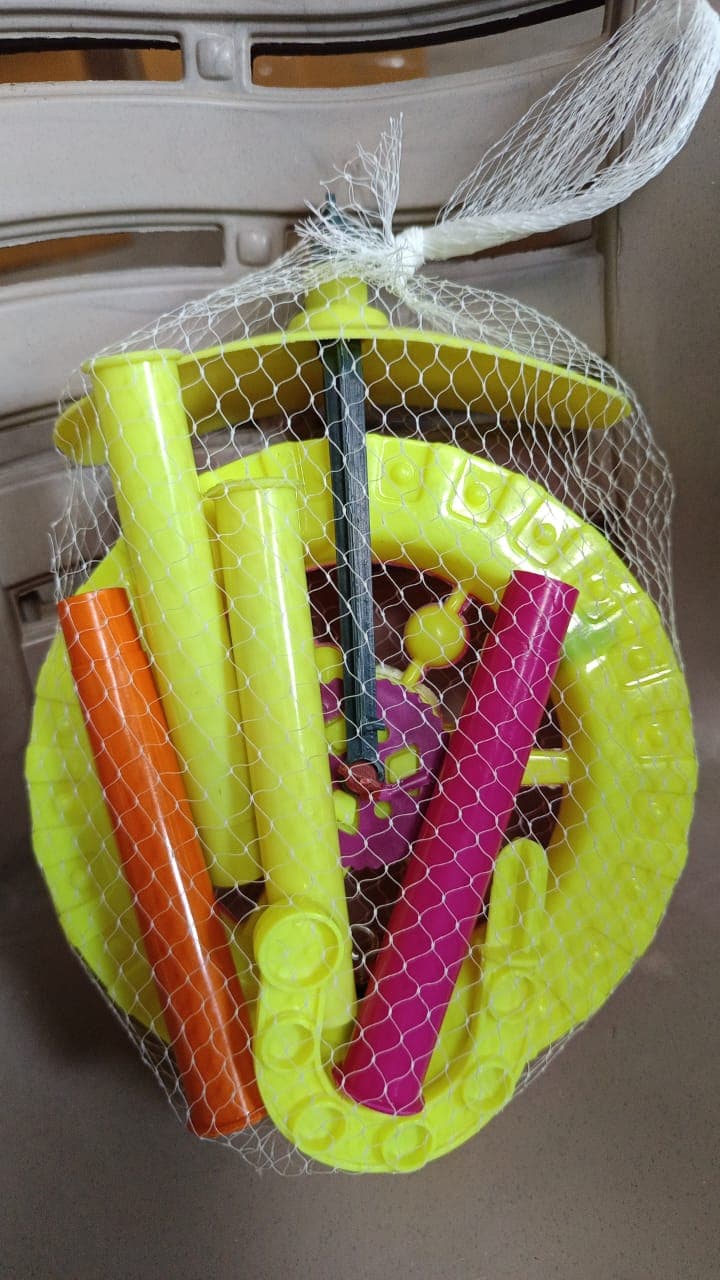 Plastic Single Wheel Push Run toy with handle and two lights on wheel. push toy for Kids. thumbnail 8