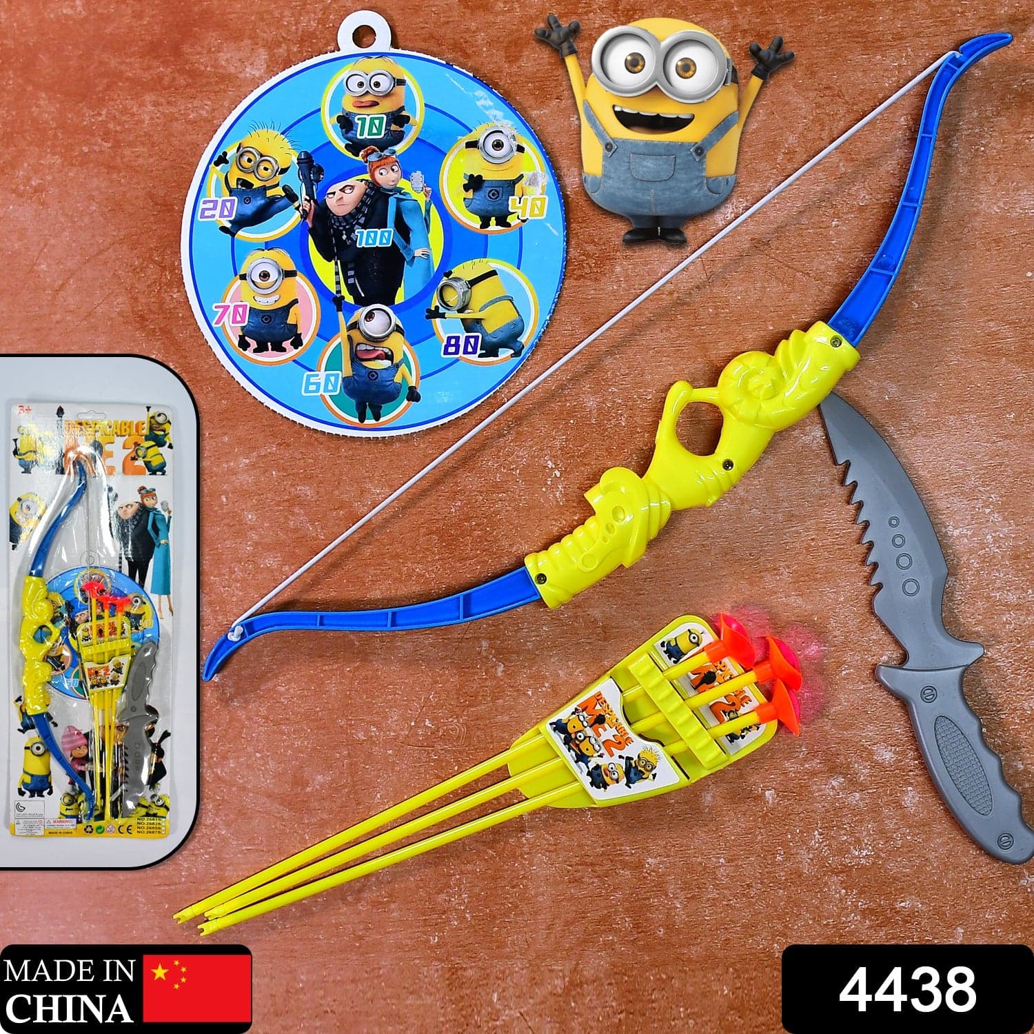 Plastic Archery Bow and Arrow Toy Set with single knife and 3pc Arrow and Target Board, thumbnail 2