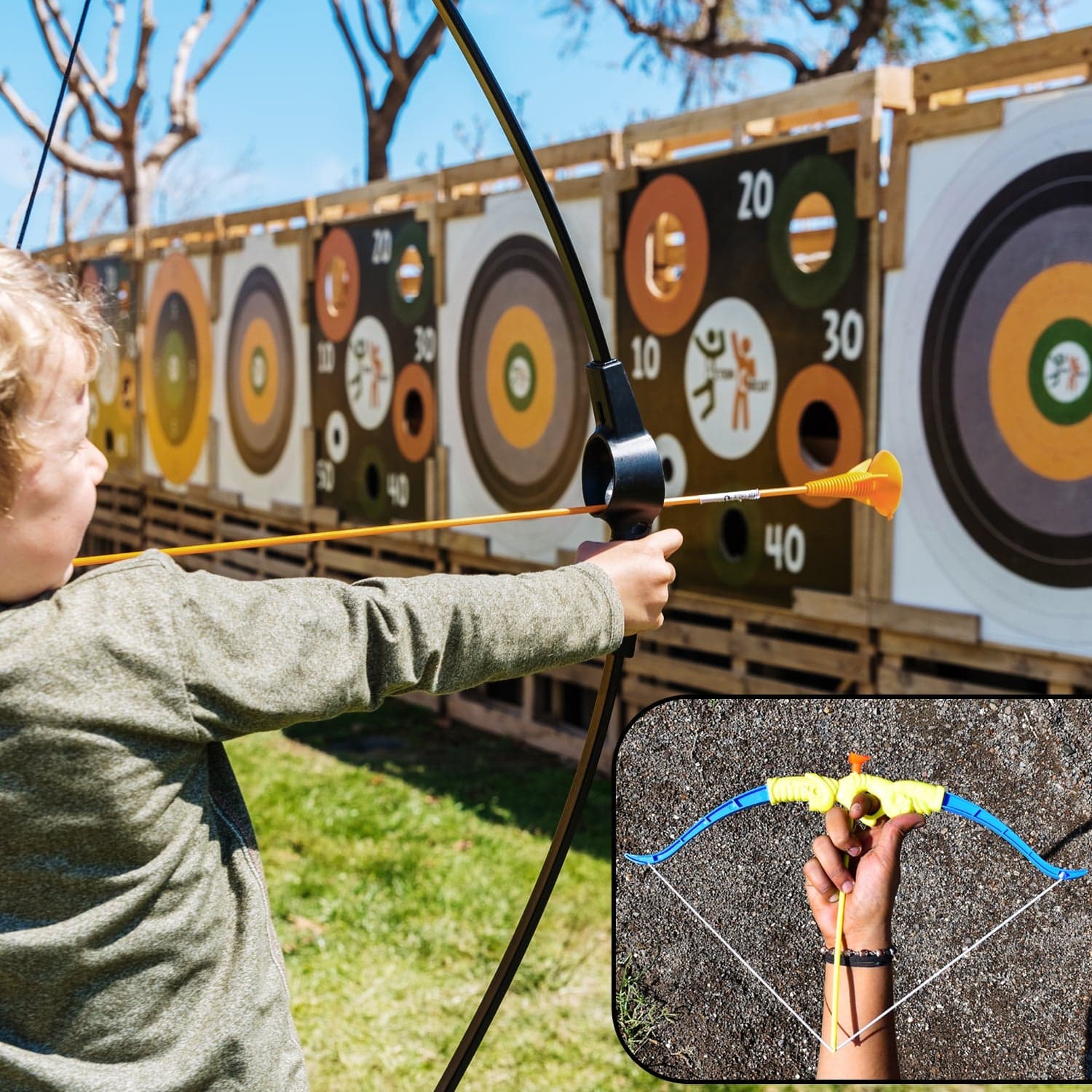 Plastic Archery Bow and Arrow Toy Set with single knife and 3pc Arrow and Target Board, thumbnail 8