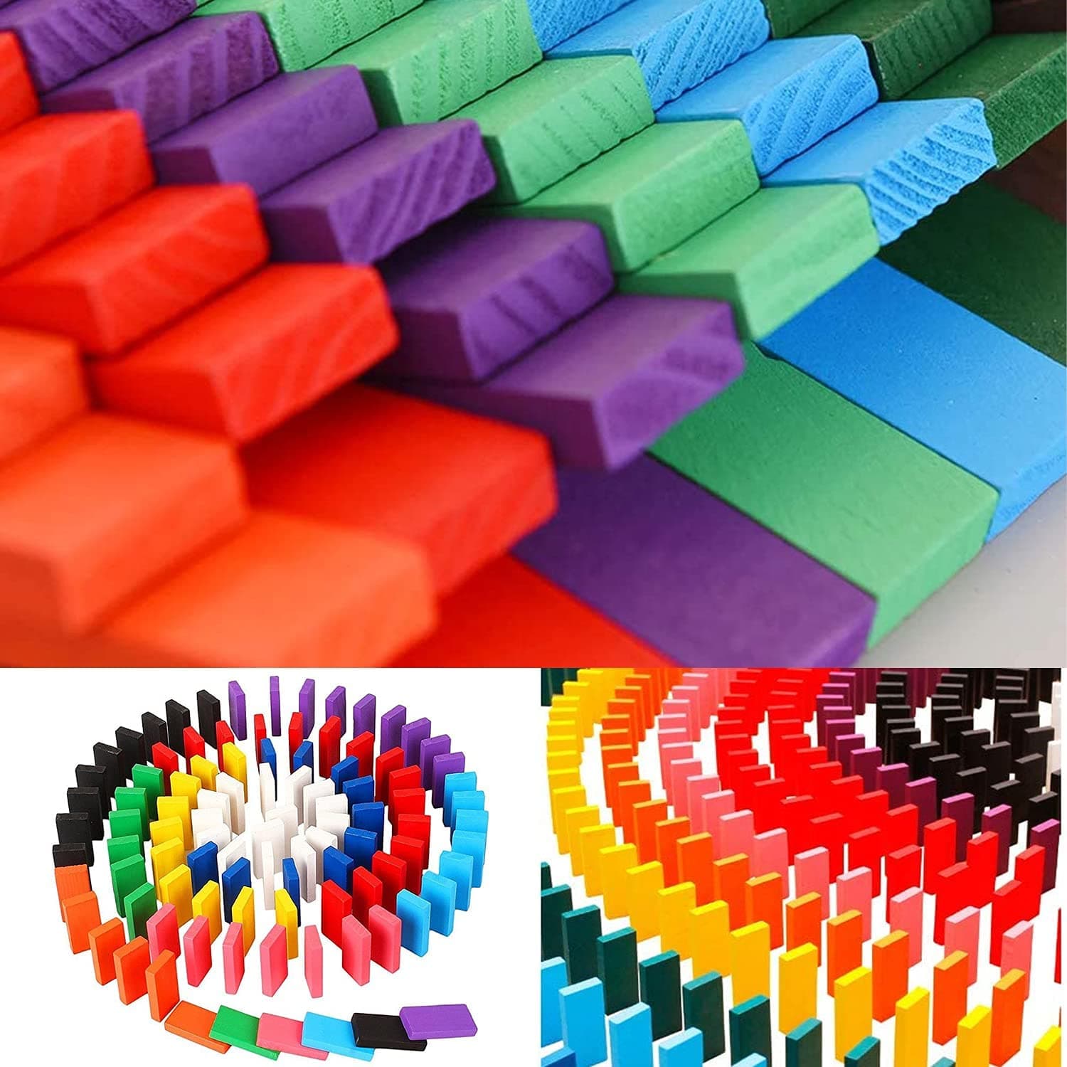 120Pc Dominoes Blocks Set Multicolor Wooden Toy Building Indoor Game Toy. thumbnail 1