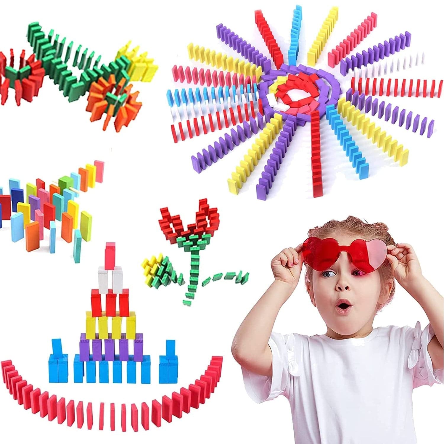 120Pc Dominoes Blocks Set Multicolor Wooden Toy Building Indoor Game Toy. thumbnail 5