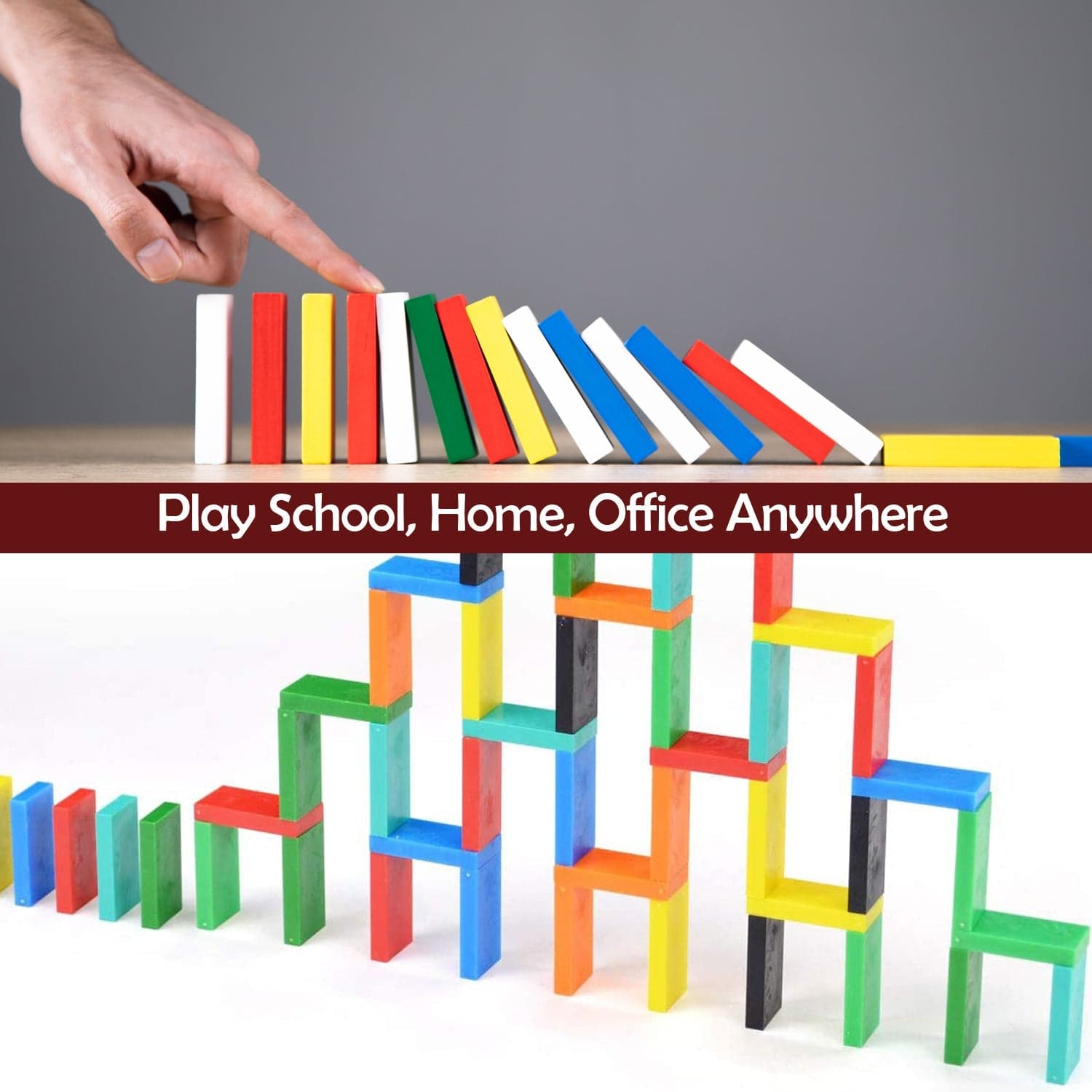 120Pc Dominoes Blocks Set Multicolor Wooden Toy Building Indoor Game Toy. thumbnail 6