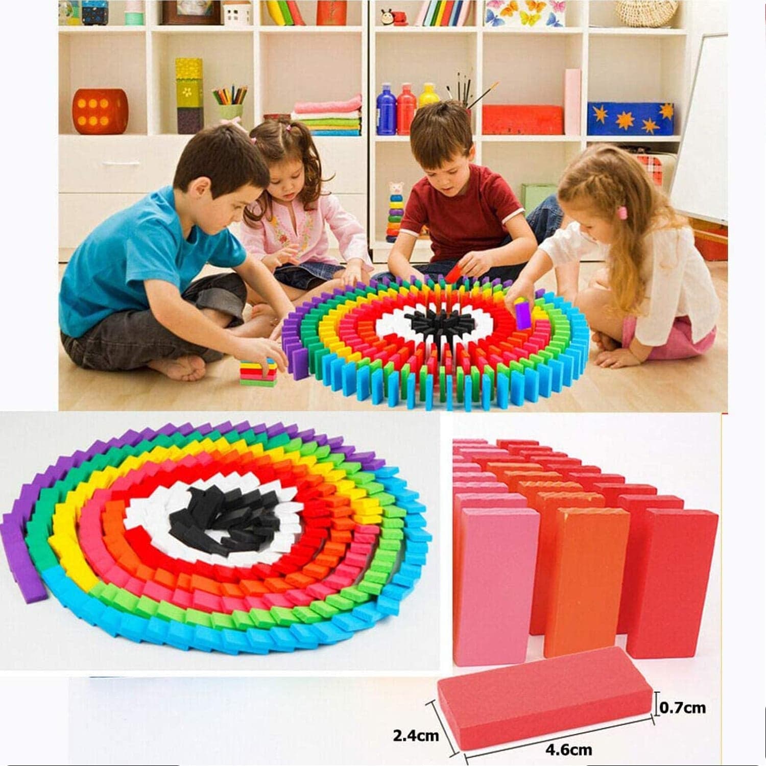 120Pc Dominoes Blocks Set Multicolor Wooden Toy Building Indoor Game Toy. thumbnail 9