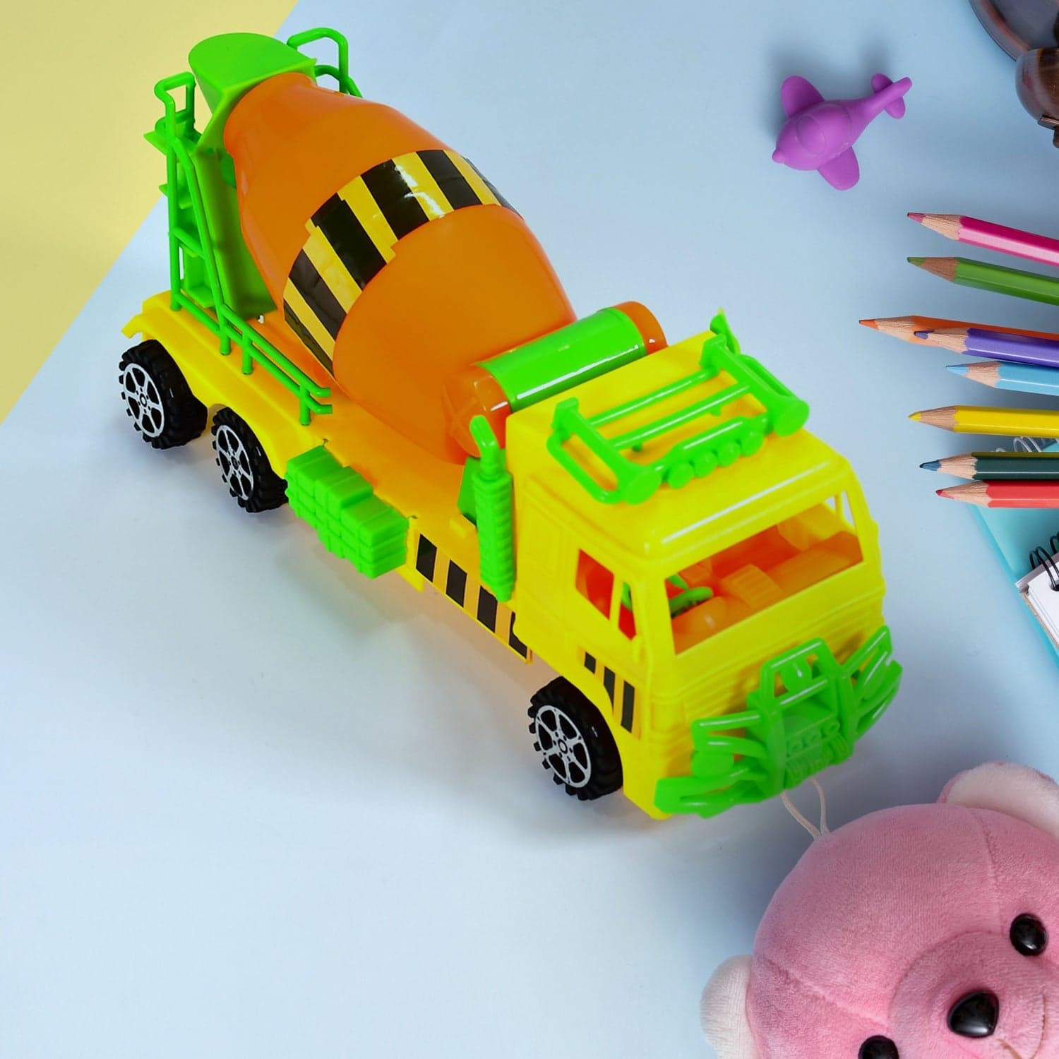 Cement Mixer Truck Pushback Toy For kids thumbnail 1