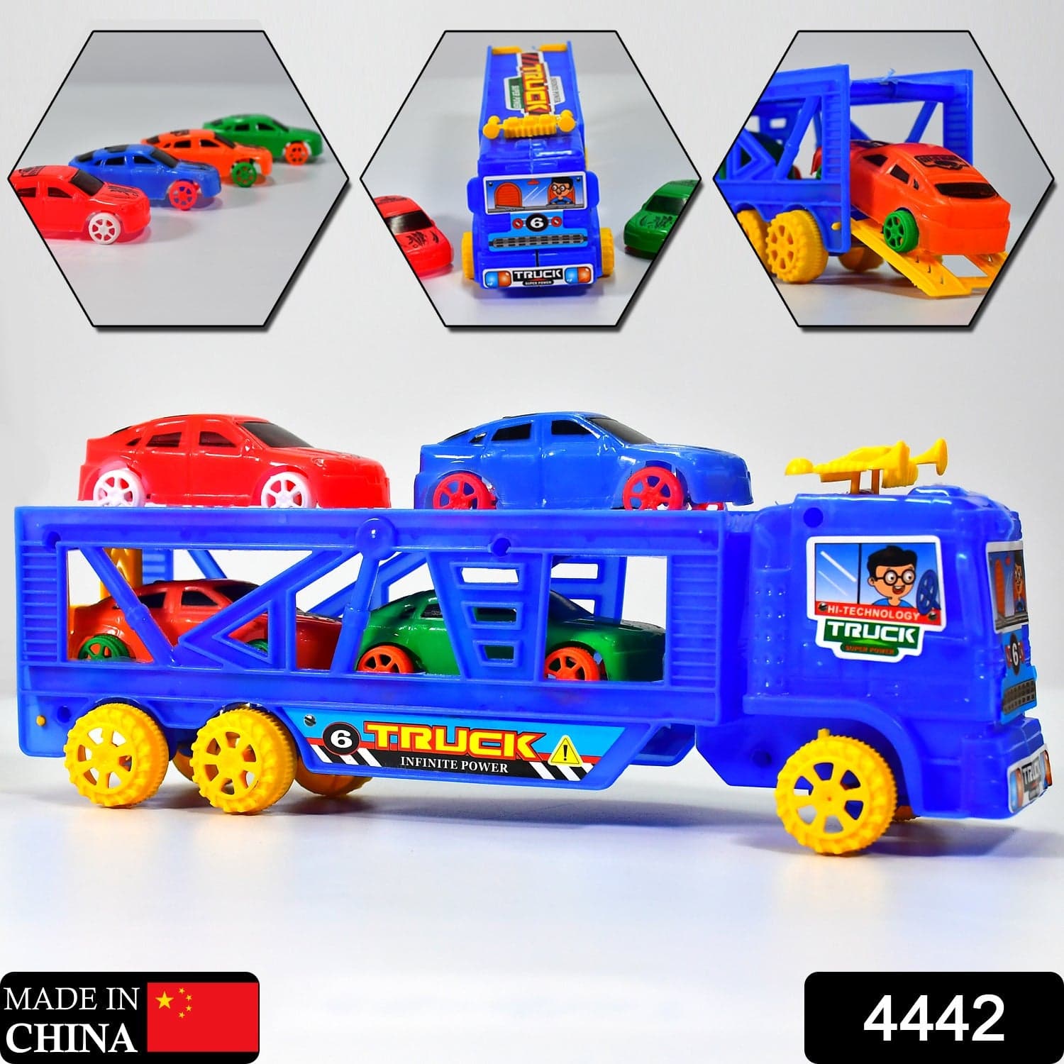 Toy Set Truck with 4 Mini Cars Toy Vehicles for Children thumbnail 2