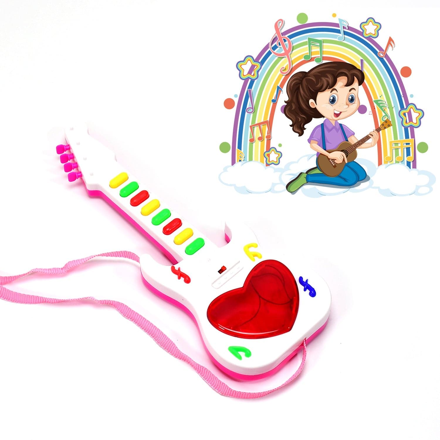 Battery Operated Musical Instruments Mini Guitar Toys and Light for 3+Years Old Kids. thumbnail 4
