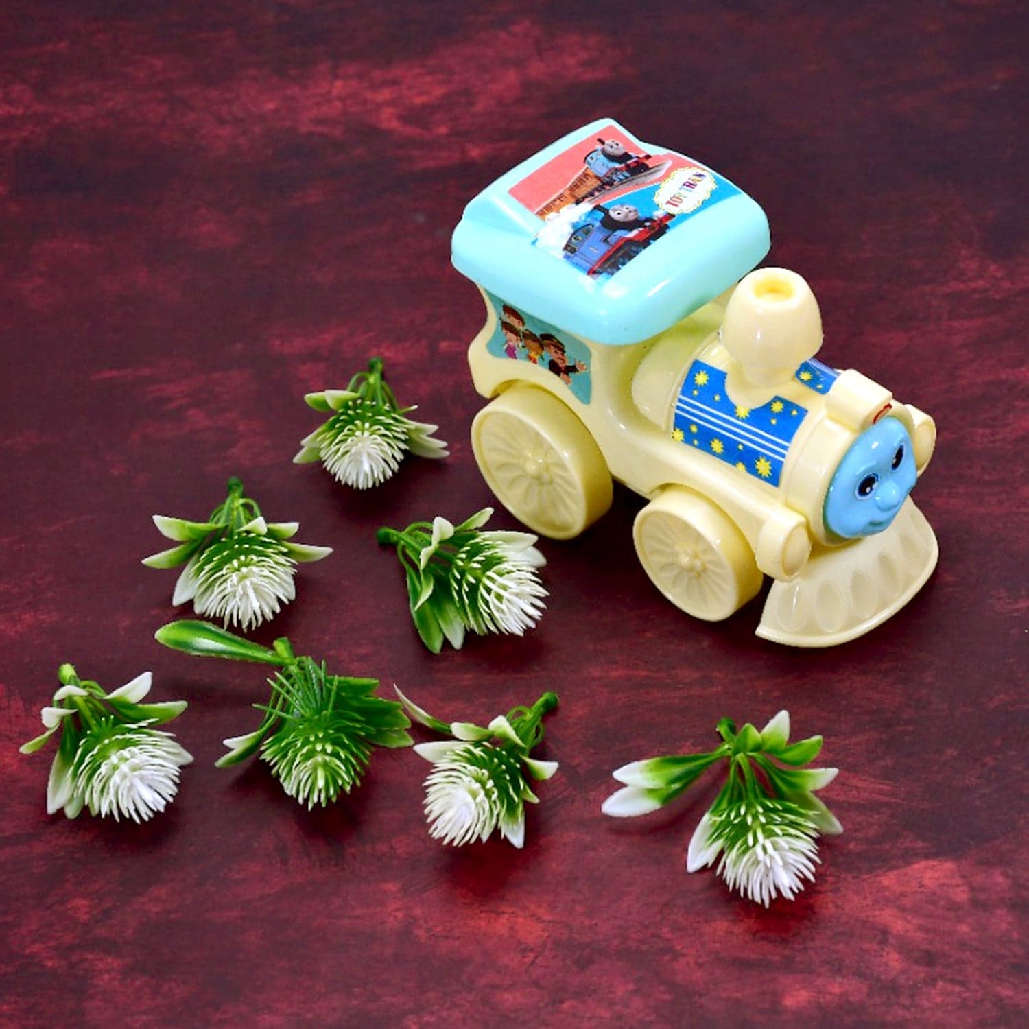Pull-Rope Racing Train Engine Toy for Kids thumbnail 1