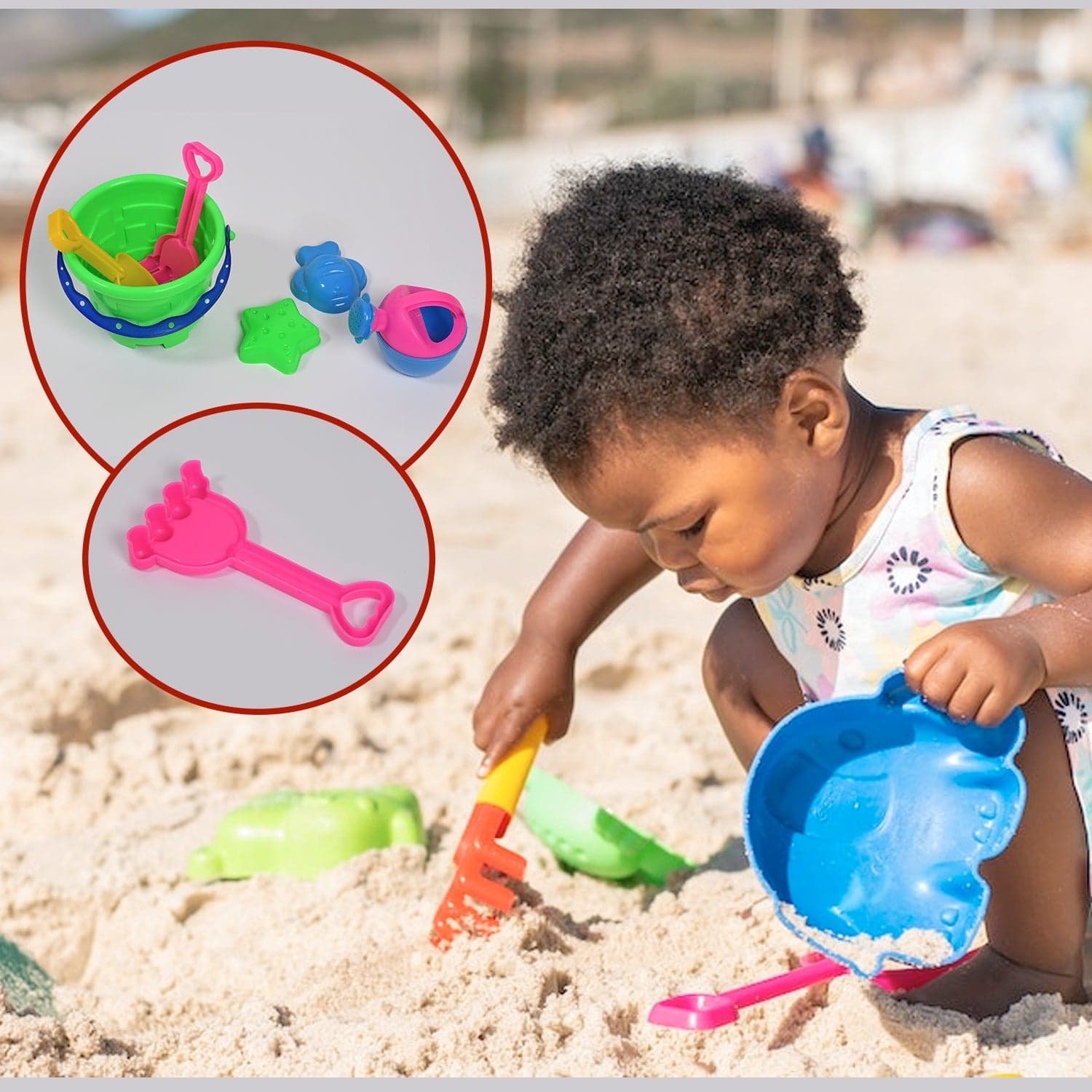 Beach Sand Castle Toy Set for Kids - 6 Pcs Summer Play thumbnail 5
