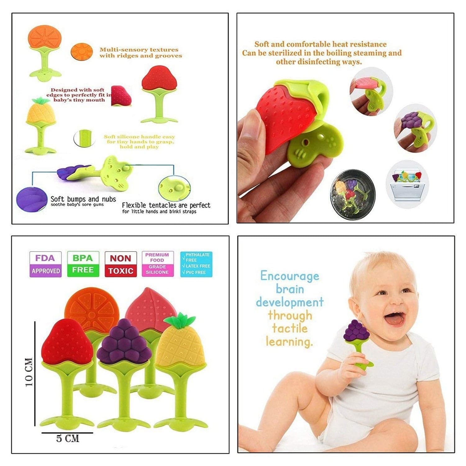 Silicone Fruit Teether Toy for Babies & Toddlers thumbnail 6