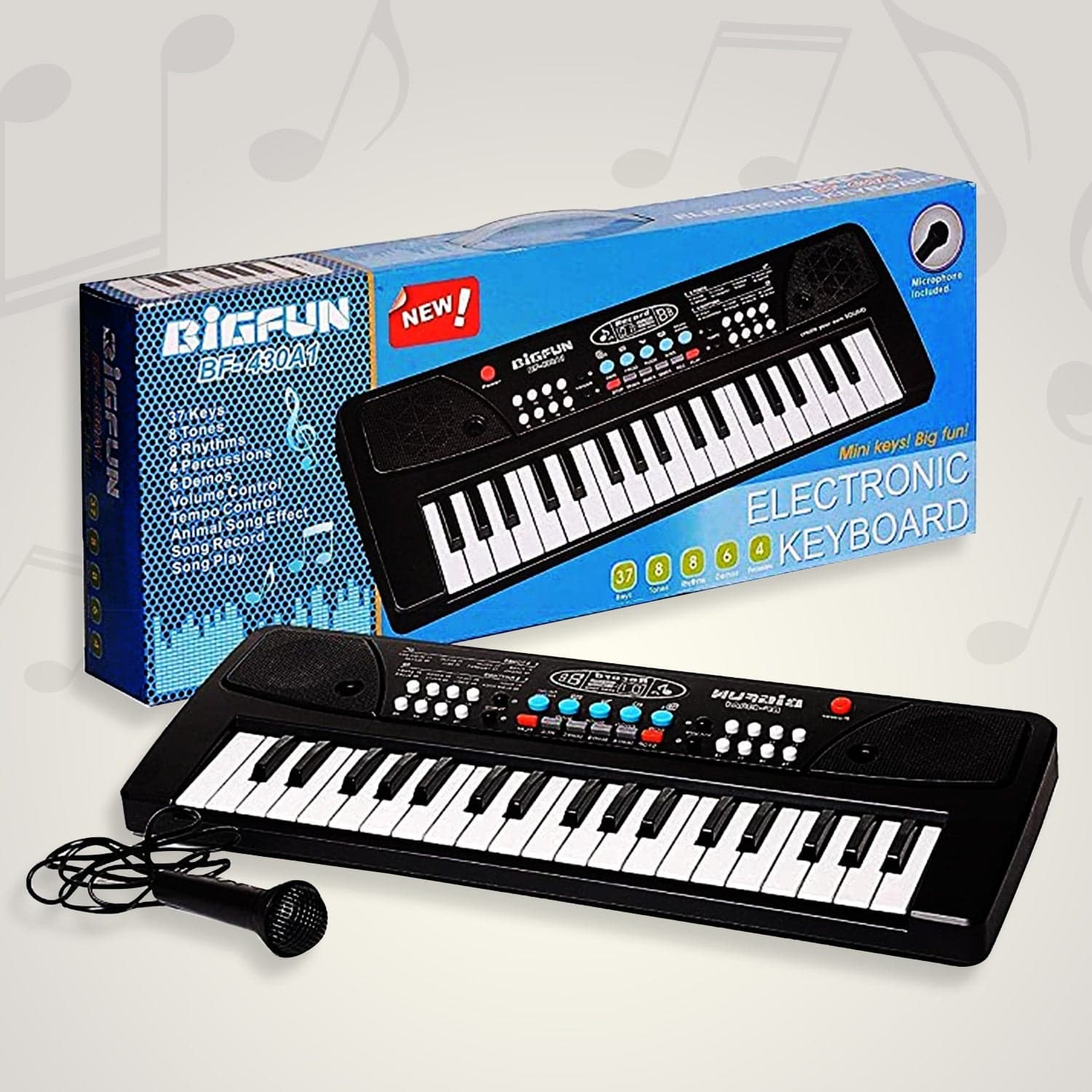Piano Musical Keyboard With Mic 37 Music Key Keyboard For Kids Toy thumbnail 1