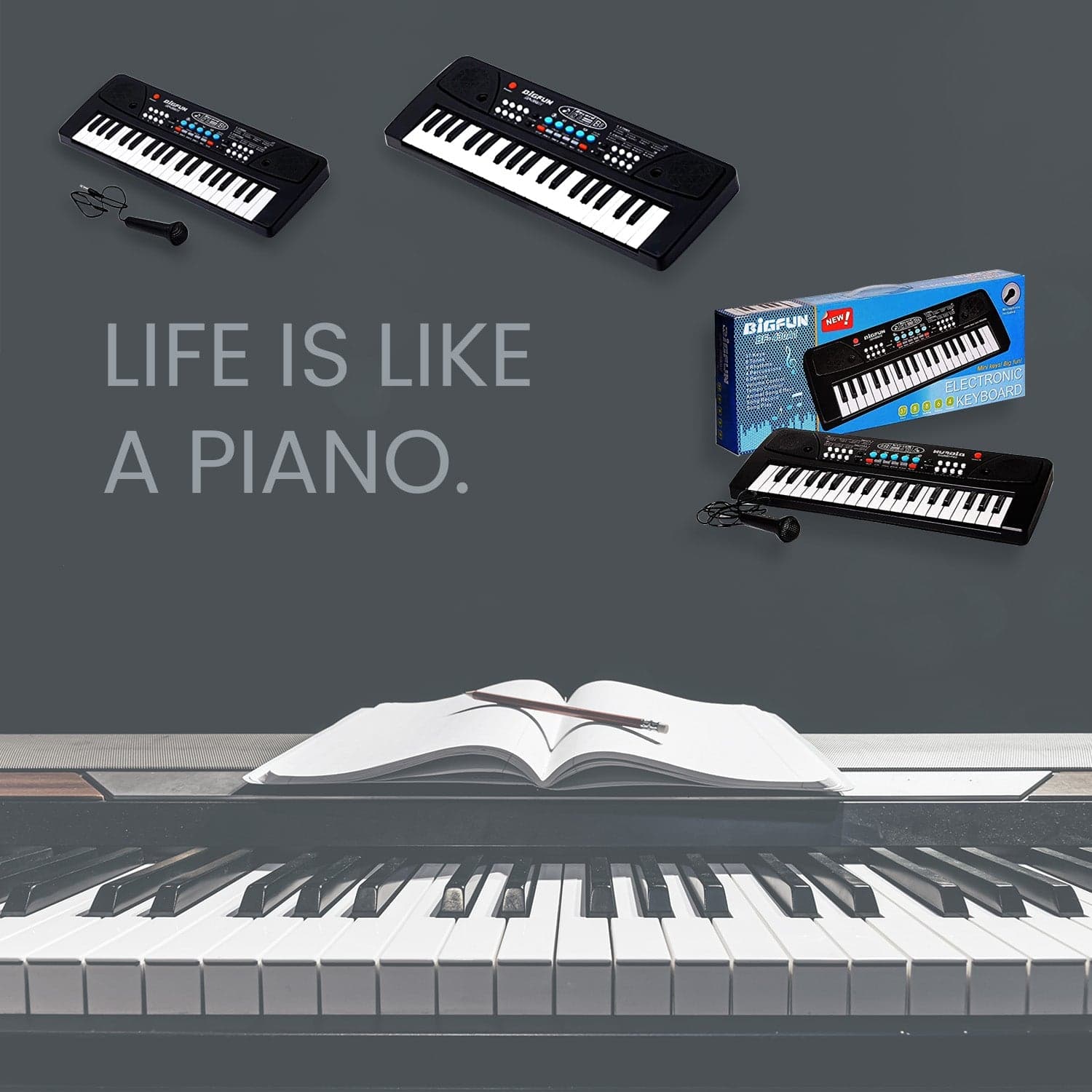 Piano Musical Keyboard With Mic 37 Music Key Keyboard For Kids Toy thumbnail 6