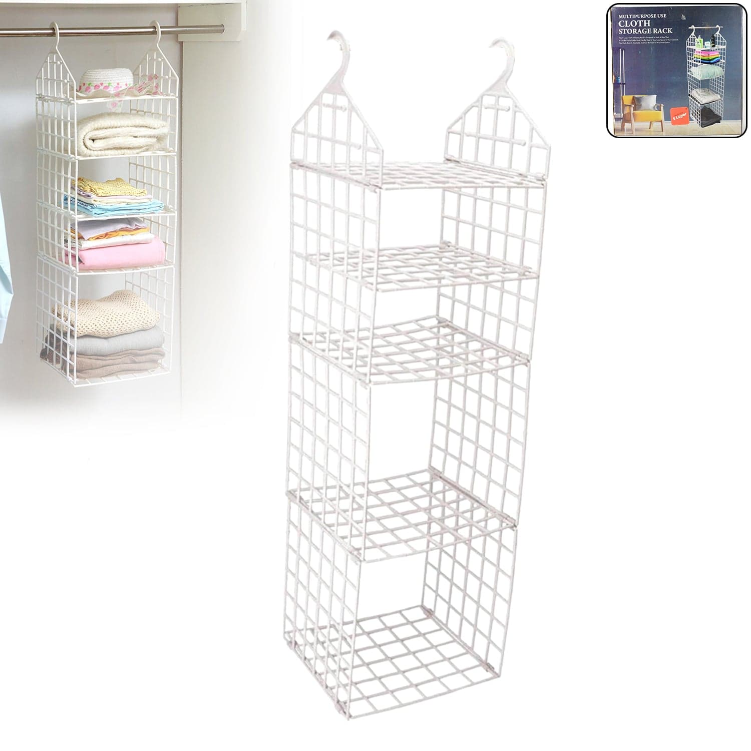 Multipurpose 5 Layer Folding Clothes Storage Racks||Closet For Students Wardrobe Shelves Socks ID-4526 thumbnail 1