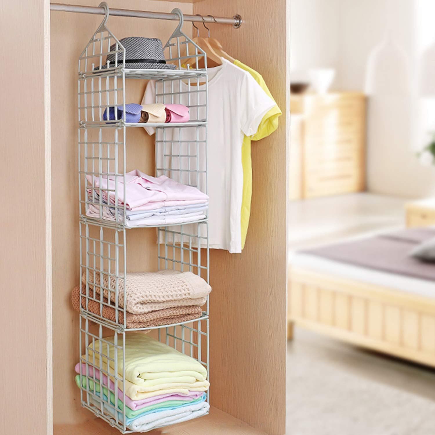 Multipurpose 5 Layer Folding Clothes Storage Racks||Closet For Students Wardrobe Shelves Socks ID-4526 thumbnail 6