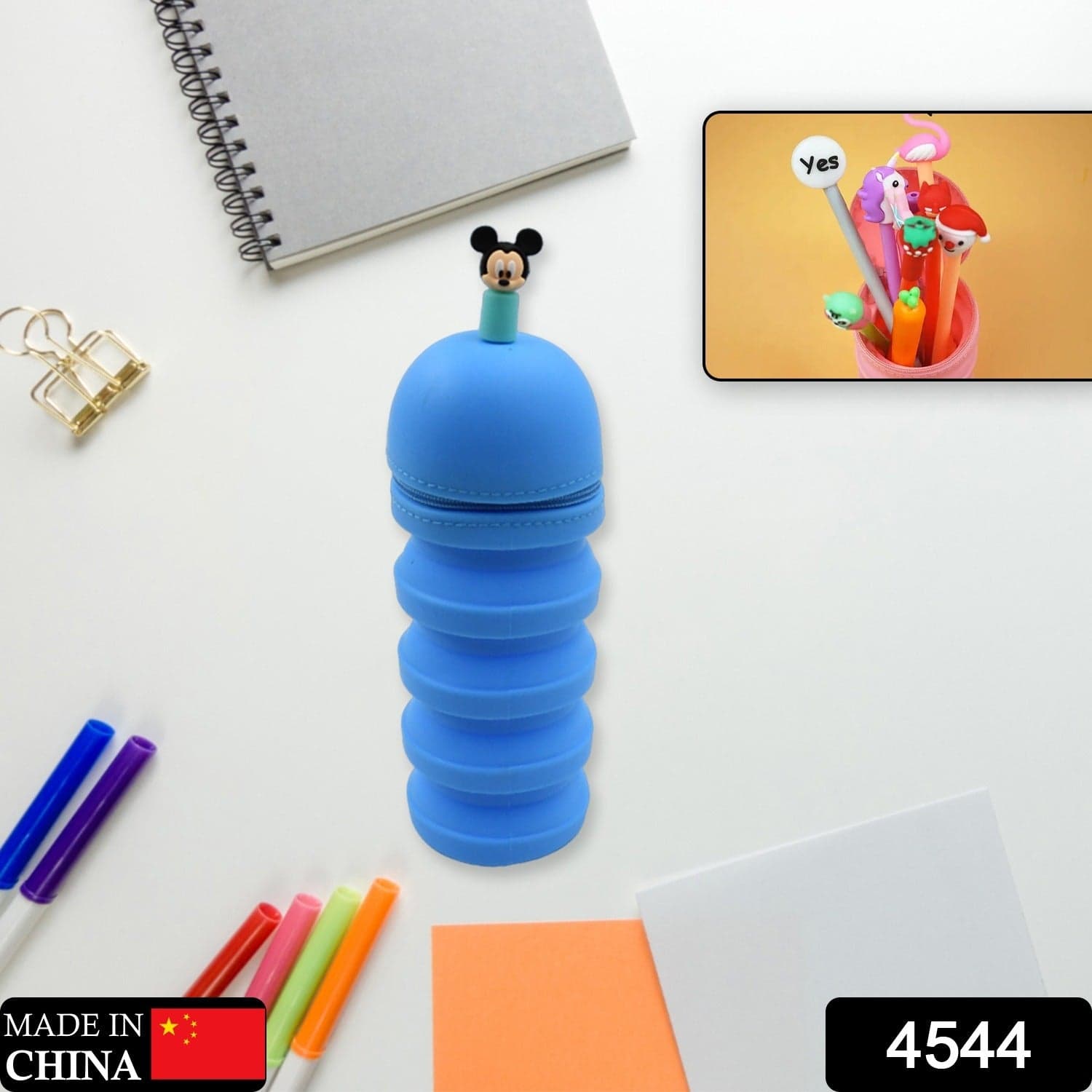 Silicone Telescopic Pencil Case Of Large Capacity, Zipper Closure, Perfect For School & Office thumbnail 2