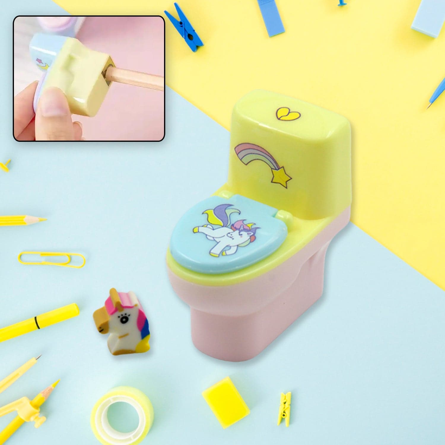 Fun & Functional! Toilet Sharpener with Eraser (2 Pc Set) thumbnail 1