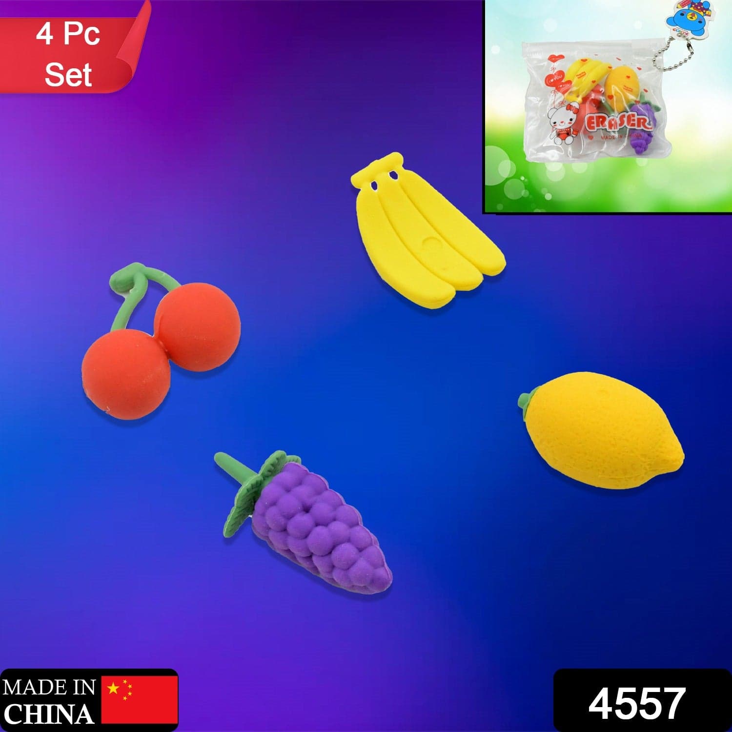 Mini Cute Vegetables And Fruits Erasers Or Pencil Rubbers For Kids thumbnail 2