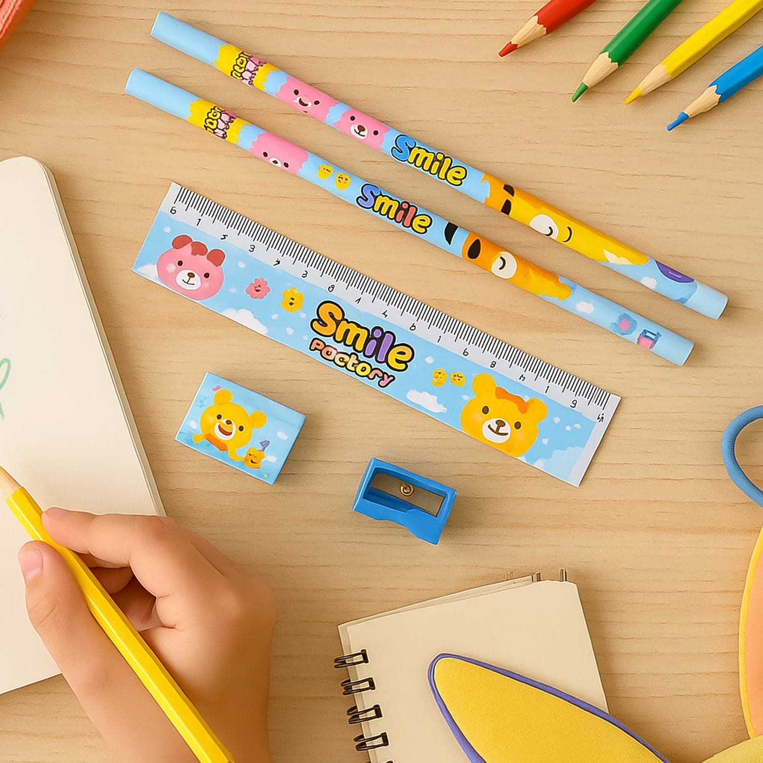 Wooden Pencil Set (5 Pc): School Supplies, Stationery Set for Kids thumbnail 1