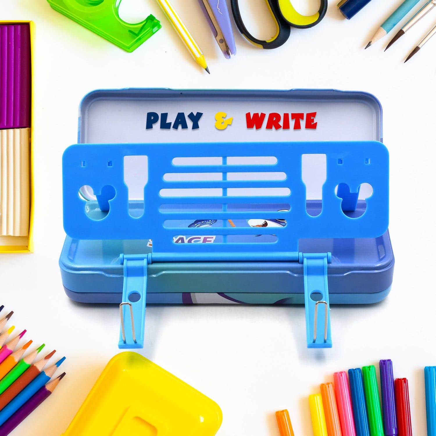 Metal Pencil Box Pencil Case Double Compartment For Kids Stationery Compass Box thumbnail 3