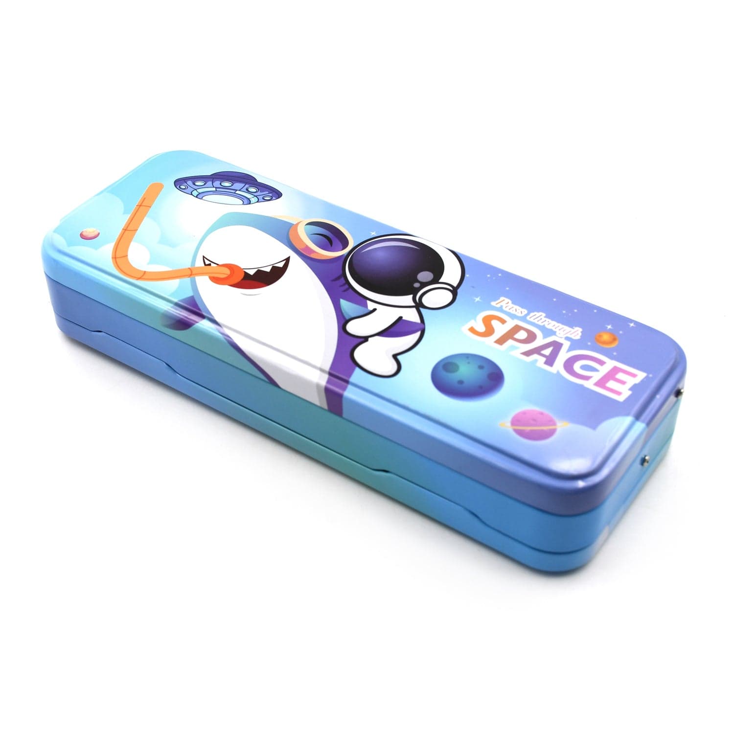 Metal Pencil Box Pencil Case Double Compartment For Kids Stationery Compass Box thumbnail 4