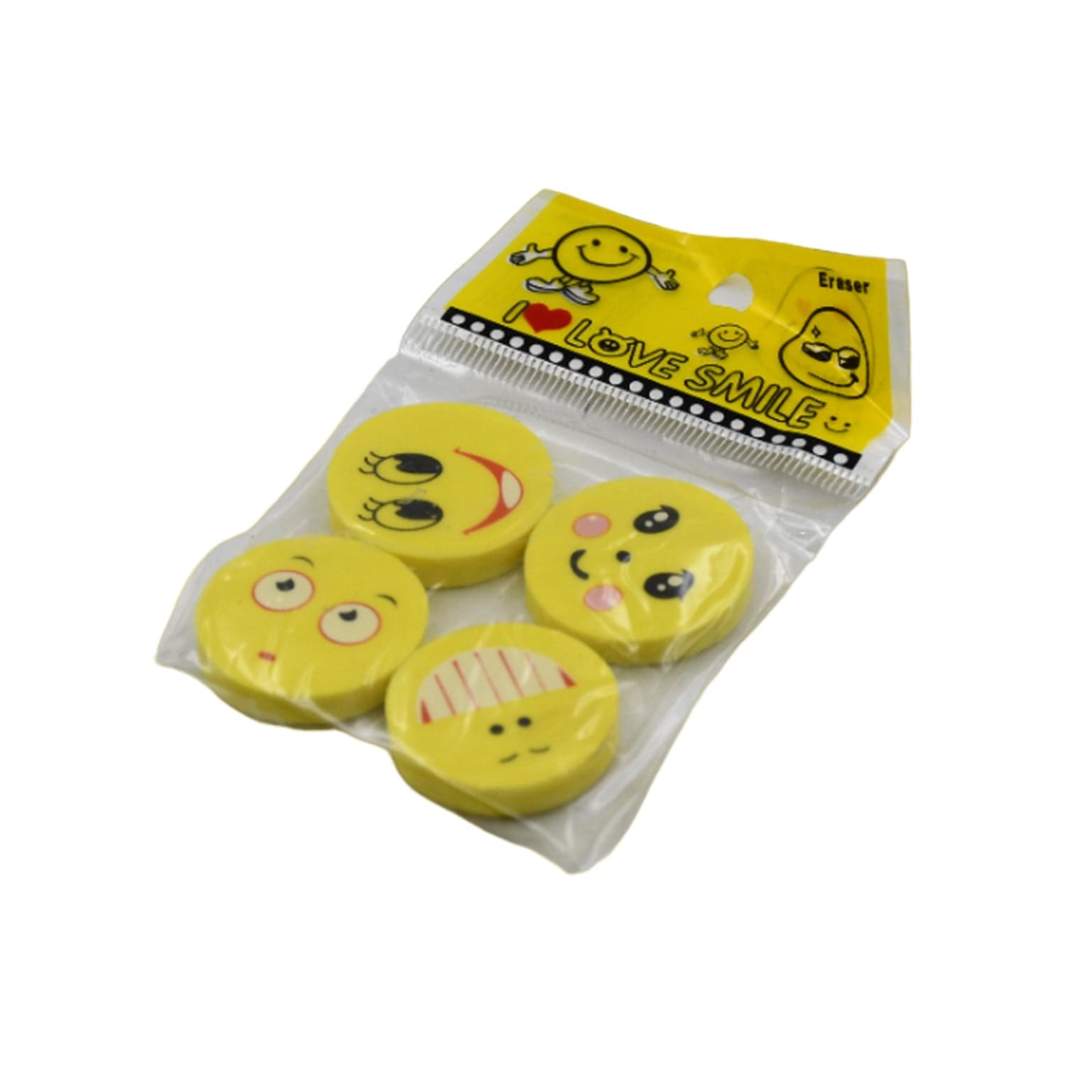 Cute Smile Emoji Eraser Set of Perfect for Kids (4pc Set) thumbnail 4