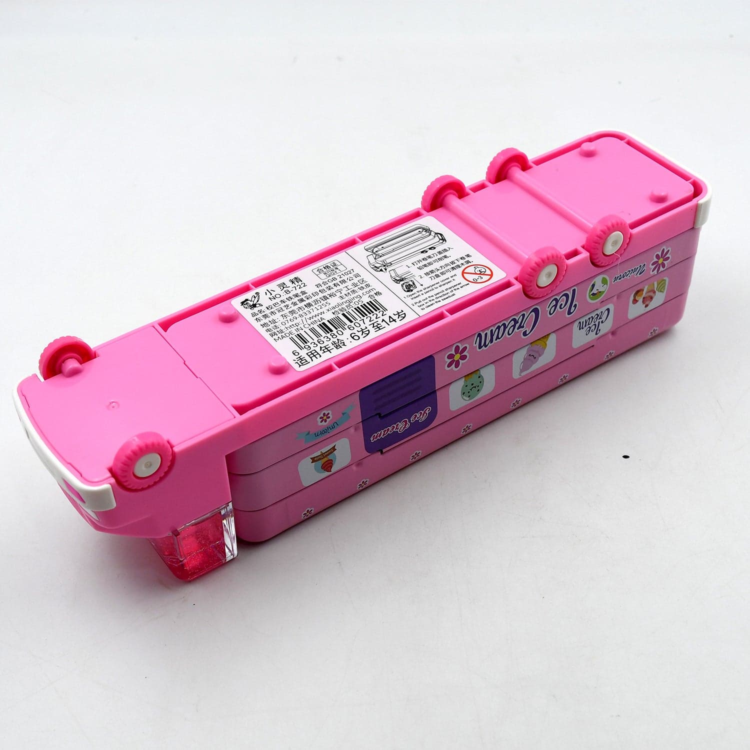 Double Decker Magic Truck Compass Multi Level Metal Truck Compass Pencil Case with Movable Wheels & Sharpener (Mix Design) thumbnail 6