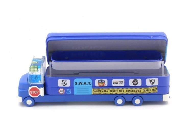 Double Decker Magic Truck Compass Multi Level Metal Truck Compass Pencil Case with Movable Wheels & Sharpener (Mix Design) thumbnail 7
